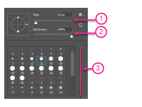 تنظیمات ابزار Brush Tool در Options bar