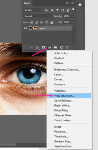 گزینه Hue/Saturation
