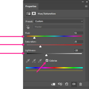 تنظیمات Hue/Saturation