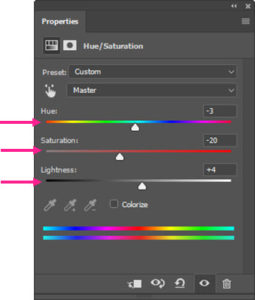 تنظیمات Hue/Saturation