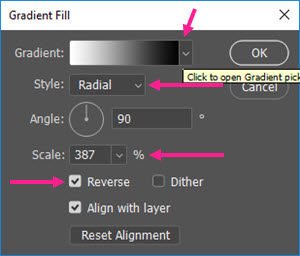 پنل Gradient fill