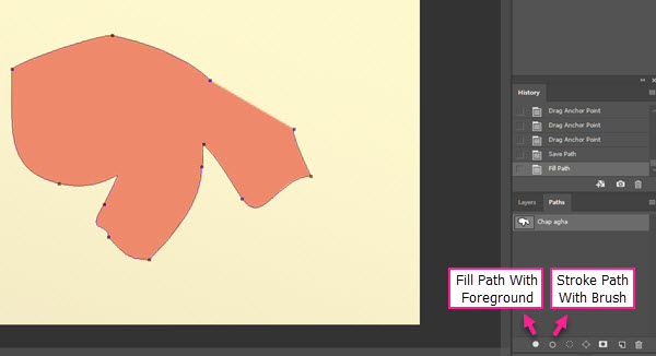 Fill Path With Foreground Color ، Stroke Path With Brush